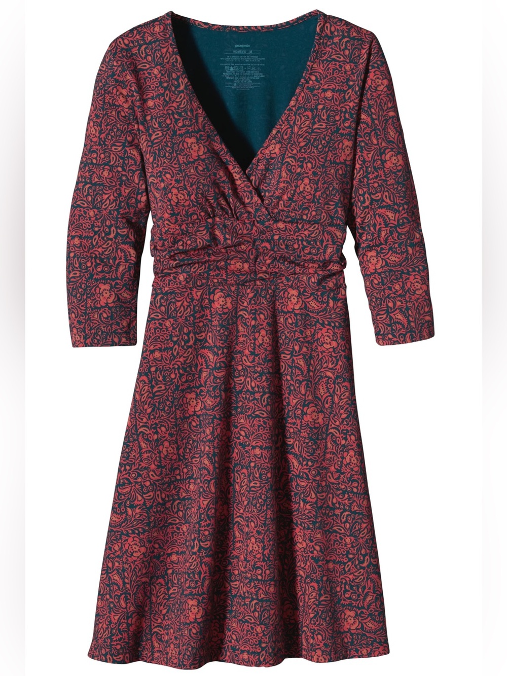 Patagonia Long Sleeve Margot Dress Ironwork‎ Tidal Teal Floral M